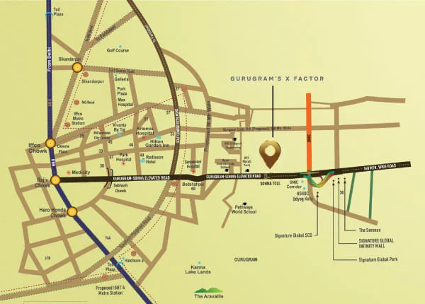 Signature Global Daxin Vistas Sector 35,
 Location Map plan